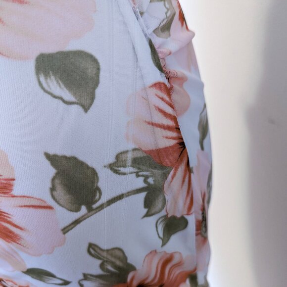 Vintage Y2K Floral Bodycon Dress Ruched Mesh Fairycore Coquette Babydoll Sz 6 - Picture 5 of 15
